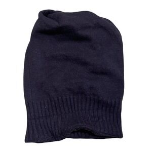 LOOK Dark Brown Ribbed Knit Beanie Hat‎ Ponytail Hole One Size Stretch